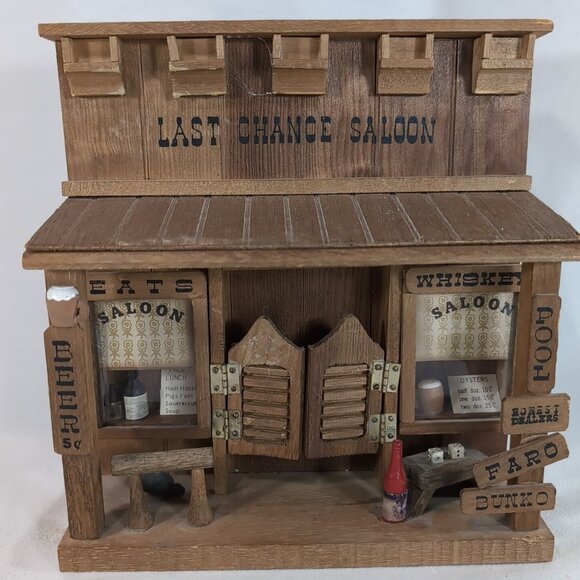 Last Chance Saloon Vintage Wood Storefront Wall Decor Hanging Old West Building - Picture 1 of 14